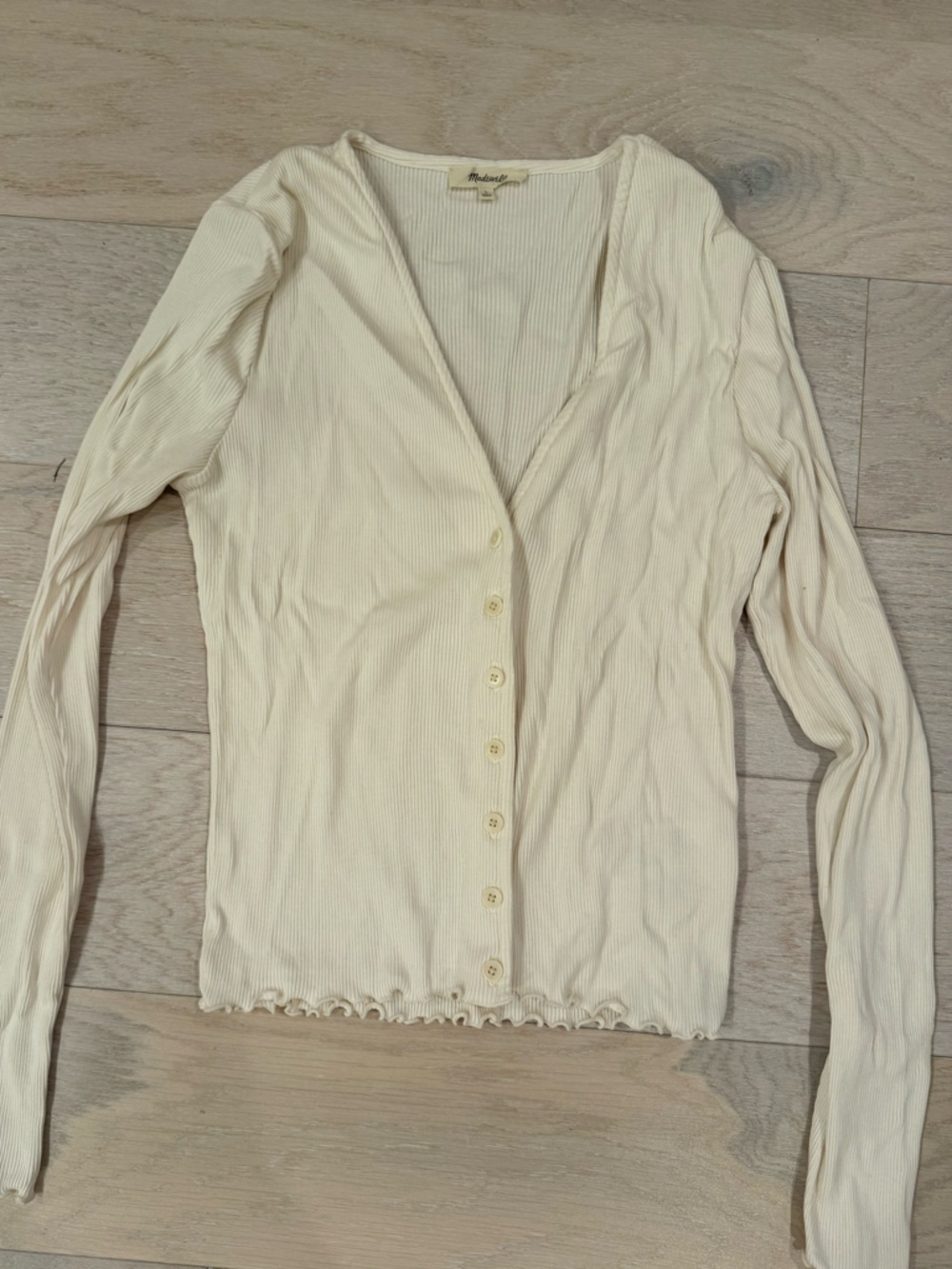 Madewell Ribbed Button-Front Long Sleeve Cardigan